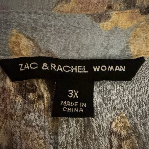 Zac & Rachel Blue Floral Balloon Sleeve Boho Plus Size 3X Babydoll Cottage Fairy - Picture 6 of 8